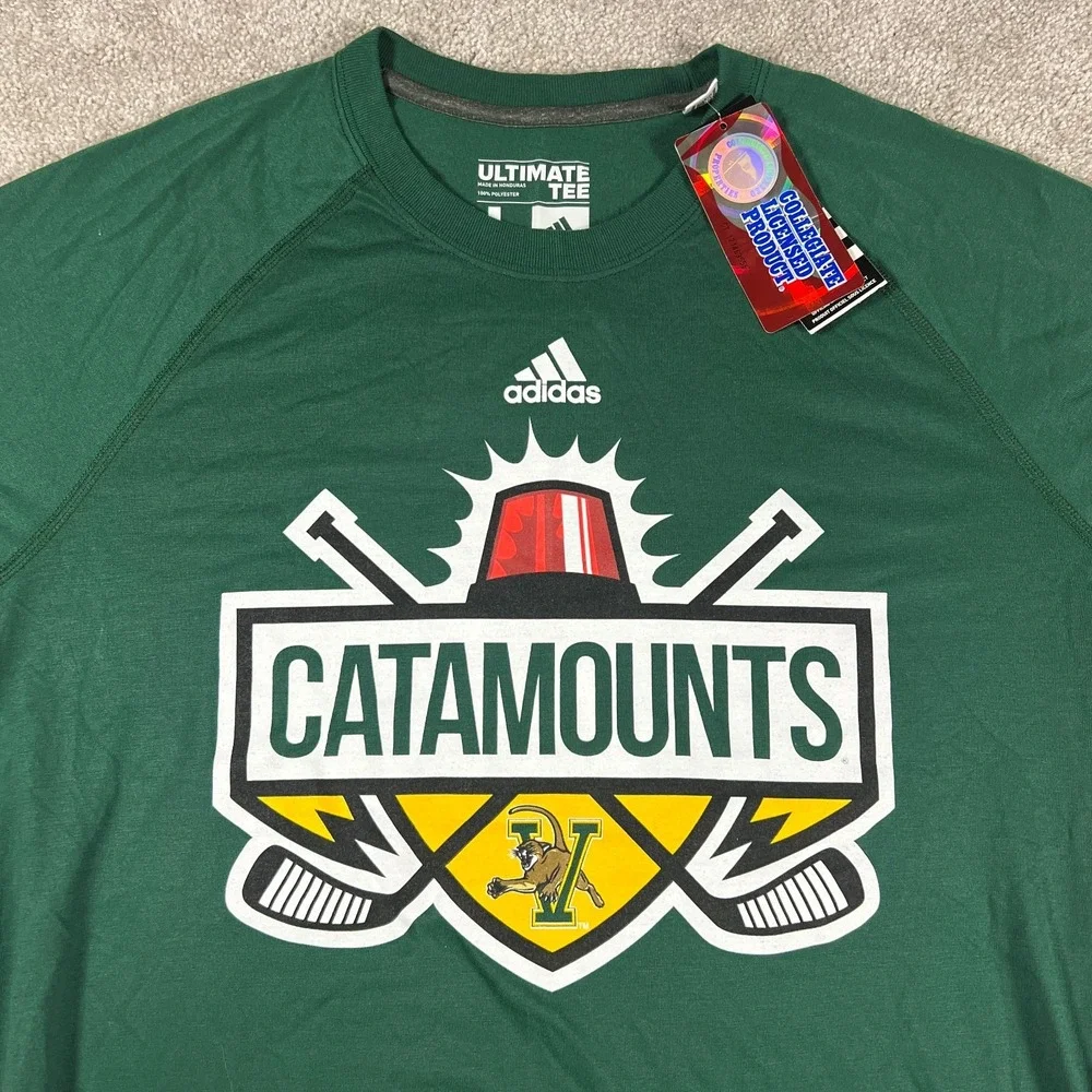 Adidas Climalite Mens L Green Vermont Catamounts Basketball Ultimate T-Shirt NWT